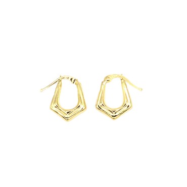 Yellow gold plated 925 silver rounded diamond shaped hoop earrings