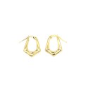 Yellow gold plated 925 silver rounded diamond shaped hoop earrings