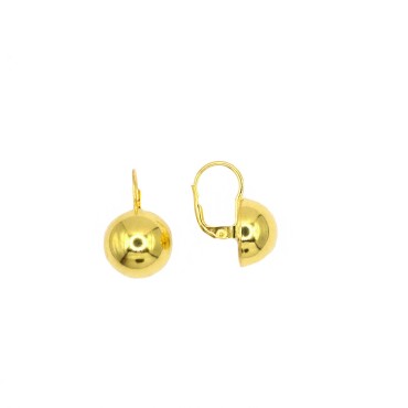 Yellow gold plated semi sphere earrings in 925 silver