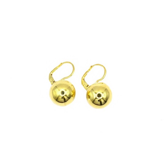 Orecchini monachella con sfera placcati oro giallo in argento 925