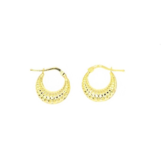 Orecchini a cerchio bombati degradé con righe incise placcati oro giallo in argento 925