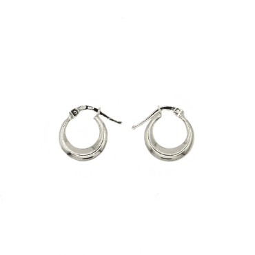 White gold plated degradé rounded hoop earrings in 925 silver