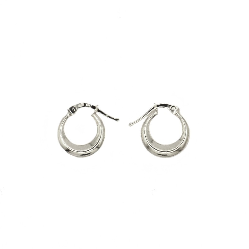White gold plated degradé rounded hoop earrings in 925 silver