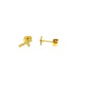 Yellow gold plated 925 silver plate cross lobe earrings