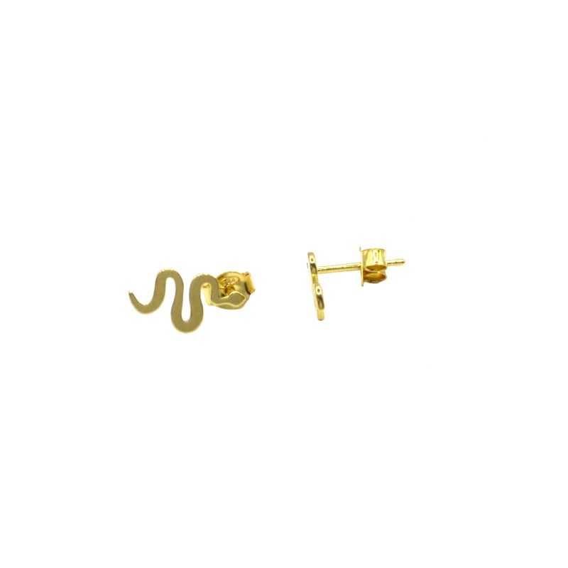 Yellow gold plated plate snake lobe earrings in 925 silver
