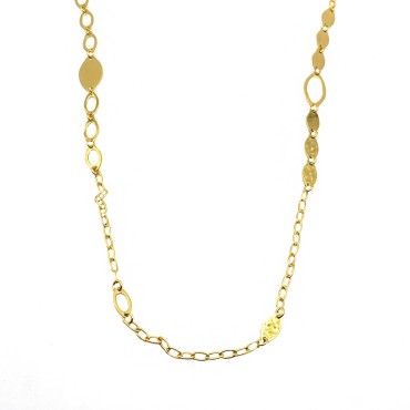 Oval rolled link necklace with plate ovals and openwork ovals yellow gold plated in 925 silver