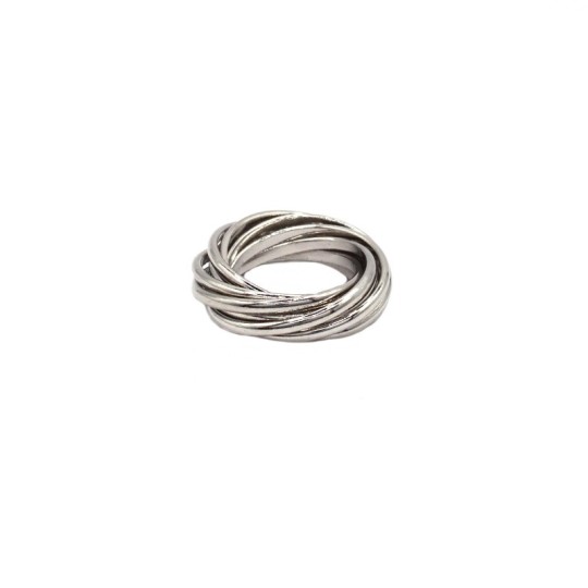 9-strand white gold plated ring in 925 silver (Size 20)