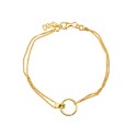 2-strand grumettina link bracelet with central oval and round yellow gold plated in 925 silver