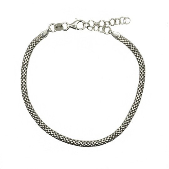 Bracciale maglia tressita placcato oro bianco in argento 925