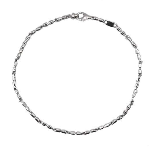 Bracciale semirigido cilindri rigati placcato oro bianco in argento 925