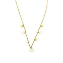 Rolled diamond link necklace with 925 silver plated and yellow gold plated mother of pearl pendant hearts
