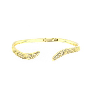 925 silver yellow gold plated white semi-zirconized open bangle bracelet
