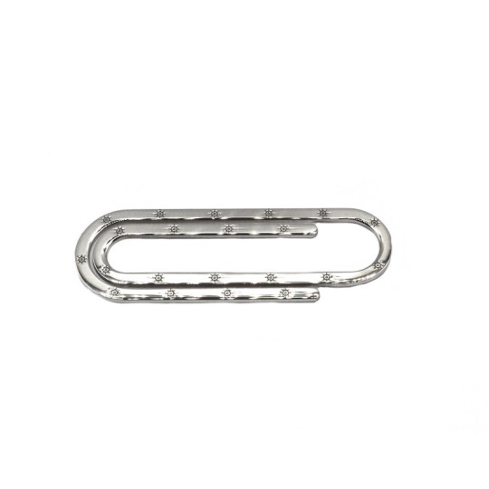 Fermasoldi inciso timoni placcato oro bianco in argento 925