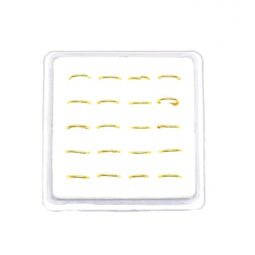 Yellow gold plated hoop nose earrings in 925 silver