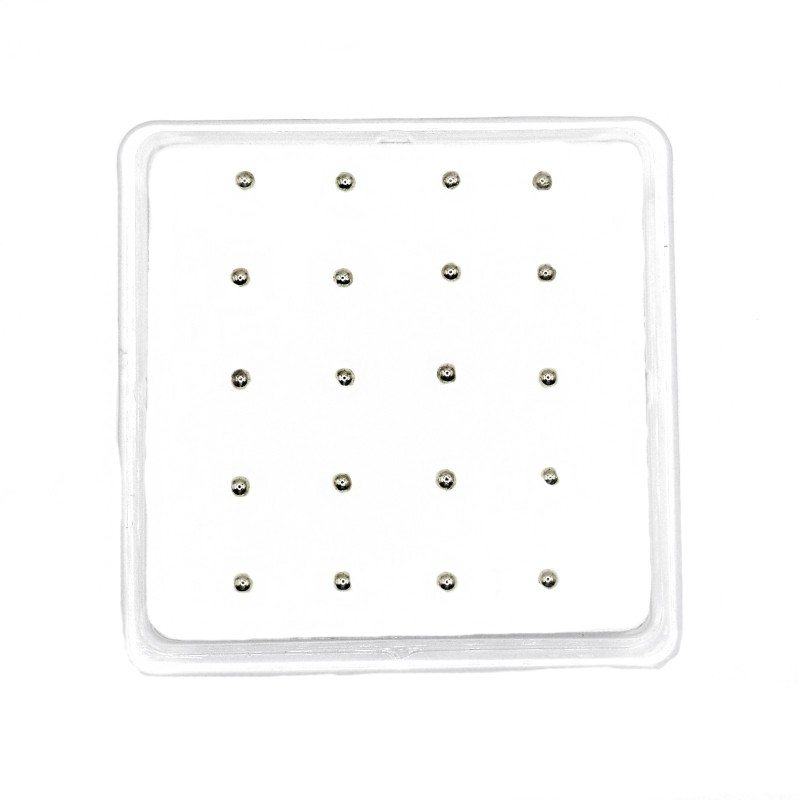 Orecchini naso sfera 2mm placcato oro bianco in argento 925 (20pz)
