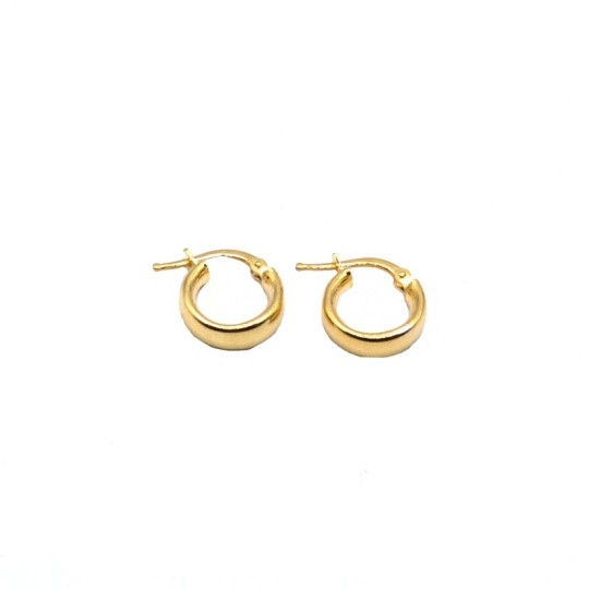 Orecchini cerchio a fascia mantovana 4mm con chiusura a ponte placcati oro giallo in argento 925