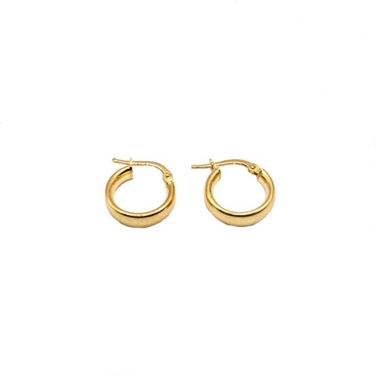 Orecchini cerchio a fascia mantovana 4mm con chiusura a ponte placcati oro giallo in argento 925