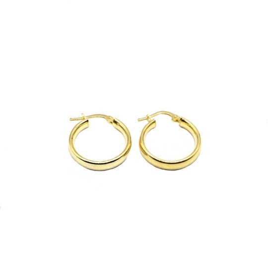 Orecchini cerchio a fascia mantovana 4mm con chiusura a ponte placcati oro giallo in argento 925
