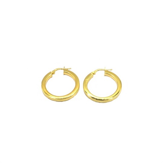 Orecchini canna quadrata 3mm con chiusura a ponte placcati oro giallo in argento 925