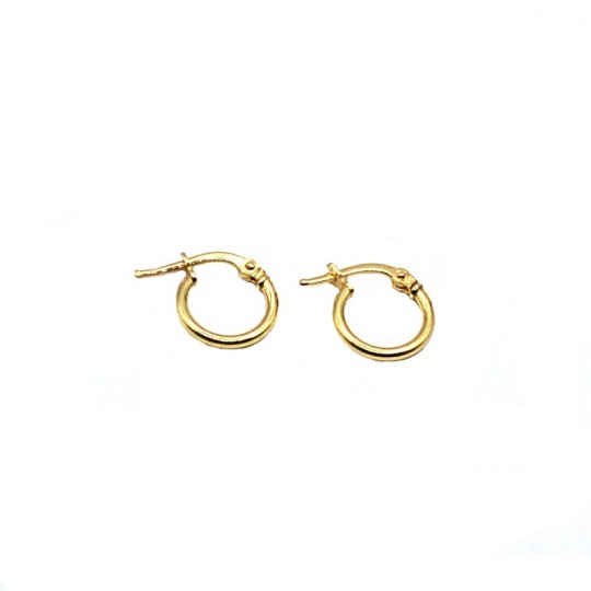 Orecchini cerchio interno 8.5mm canna 1,5 con chiusura a scattino placcati oro giallo in argento 925