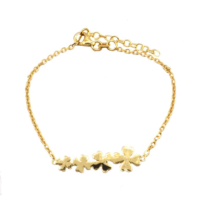 Forzatina link bracelet with 925 silver yellow gold plated central degradé clover plate