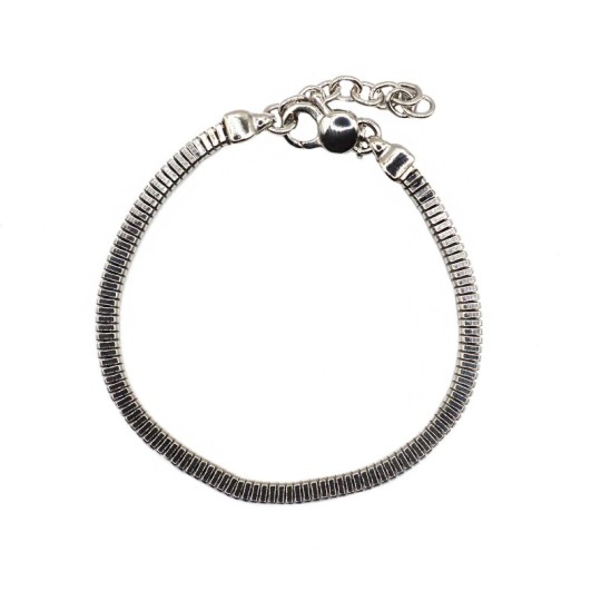 Bracciale maglia tubo gas quadrata placcato oro bianco in argento 925