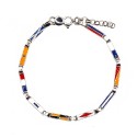 Semi-rigid bracelet with 925 silver white gold plated enamelled nautical flags