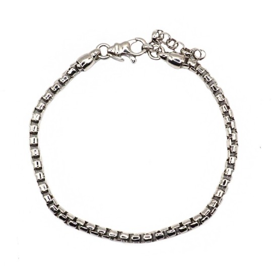 Bracciale maglia rolò tubolare placcato oro bianco in argento 925