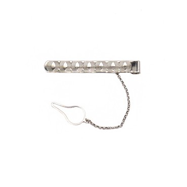 Fermacravatta inciso placcato oro bianco in argento 925