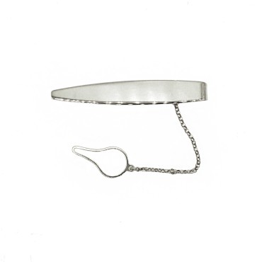 White gold plated spool tie pin in 925 silver