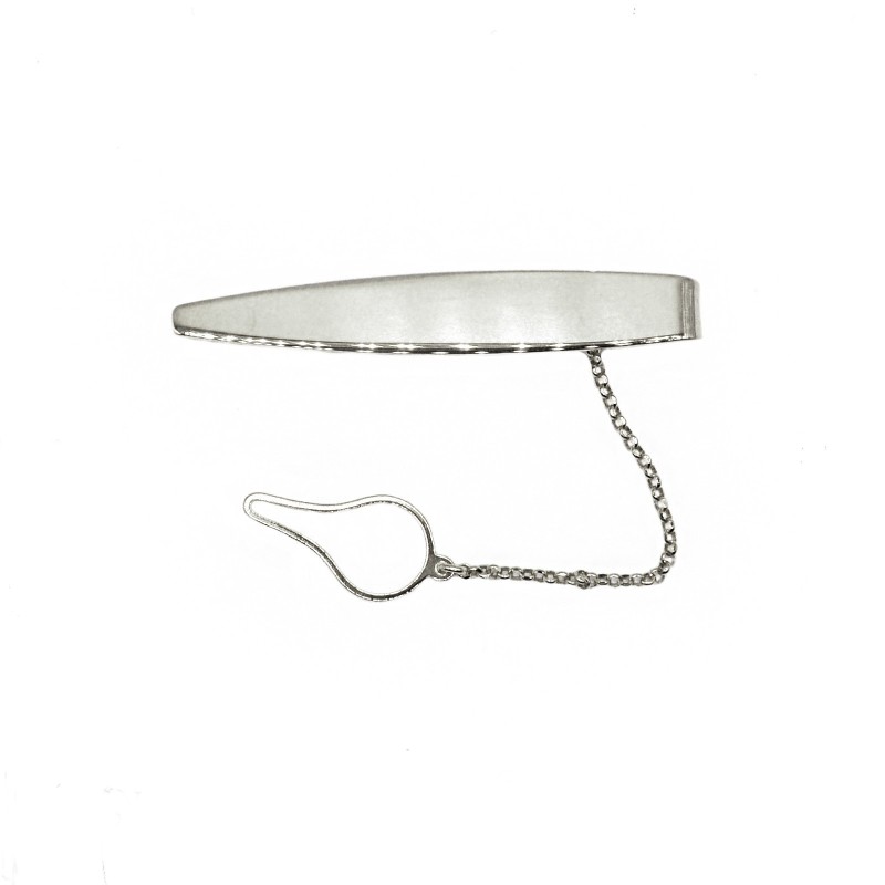 Fermacravatta spola placcato oro bianco in argento 925