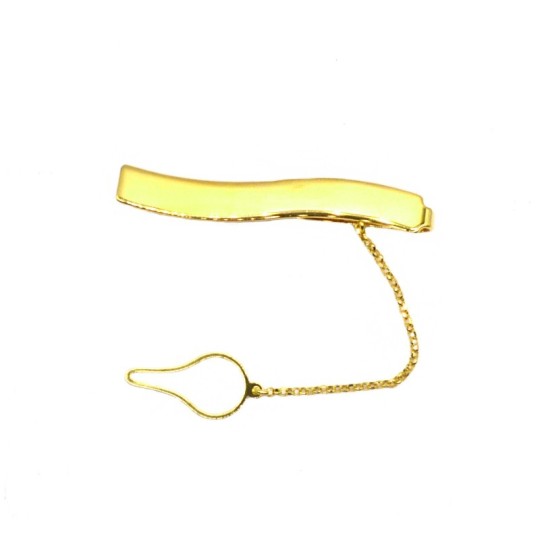 Yellow gold plated wave tie clip in 925 silver