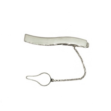 White gold plated wave tie clip in 925 silver