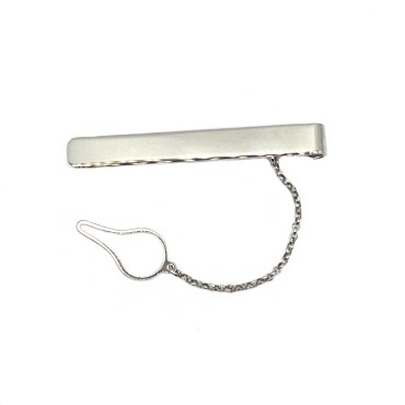 Yellow gold plated rectangular tie clip in 925 silver