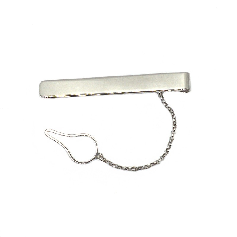 Yellow gold plated rectangular tie clip in 925 silver