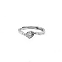 Adjustable solitaire ring with central white zircon 5 mm white gold plated in 925 silver
