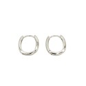 White rectangular hoop earrings with white gold plated snap closure in 925 silver
