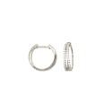 White gold plated 925 silver double row white zircon hoop earrings with snap closure
