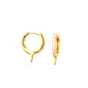 ø 15 mm zircon hoop earrings with yellow gold plated stud and snap closure in 925 silver