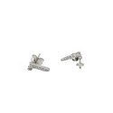 White zircon bar stud earrings with white zircon pendant light point white gold plated in 925 silver