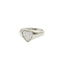 White Gold Plated 925 Silver White Zirconia Pavé Heart Shield Ring ( mis 14)