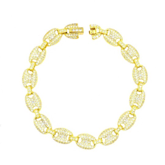 Bracciale maglia marina zirconato bianco placcato oro giallo in argento 925