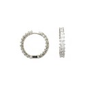 Hoop earrings ø 21.5 with front and internal carré-cut white zircons with white gold-plated snap closure in 925 silver