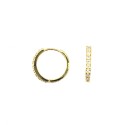 White semi zircon hoop earrings ø16 with yellow gold plated snap closure in 925 silver