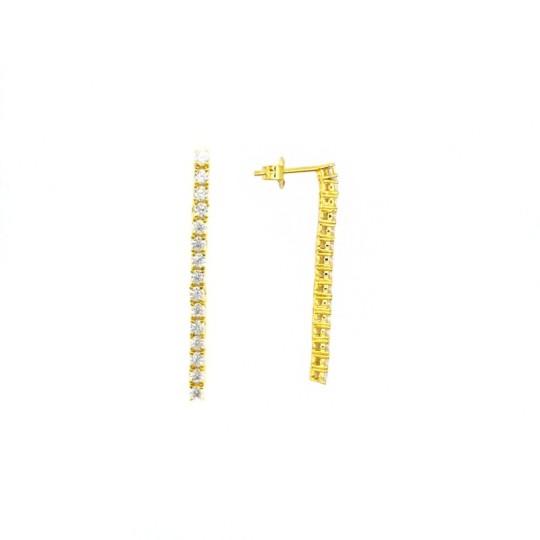 Orecchini pendenti tennis di zirconi bianchi 2mm placcato oro giallo in argento 925