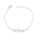 Bracciale maglia forzatina con cuori a pavé di zirconi bianchi degradée placcato oro bianco in argento 925