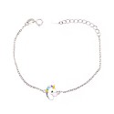 Bracciale maglia forzatina con unicorno smaltato centrale placcato oro bianco in argento 925