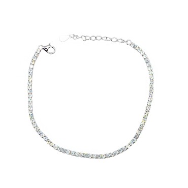 Bracciale tennis di zirconi bianchi 2mm placcato oro bianco in argento 925