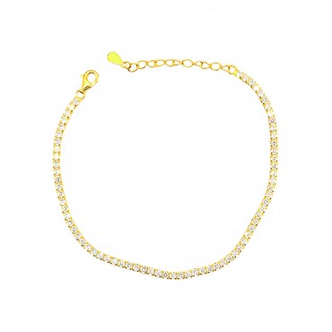 Bracciale tennis di zirconi bianchi 2mm placcato oro giallo in argento 925