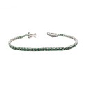 Bracciale tennis con zirconi verdi 2mm 16 cm placcato oro bianco in argento 925